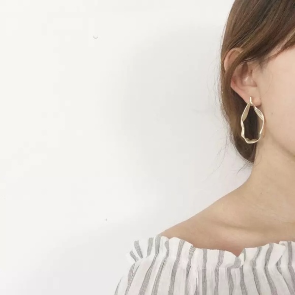 'Symphony' Antique Gold Irregular Drop Earrings - Picture 6 of 10